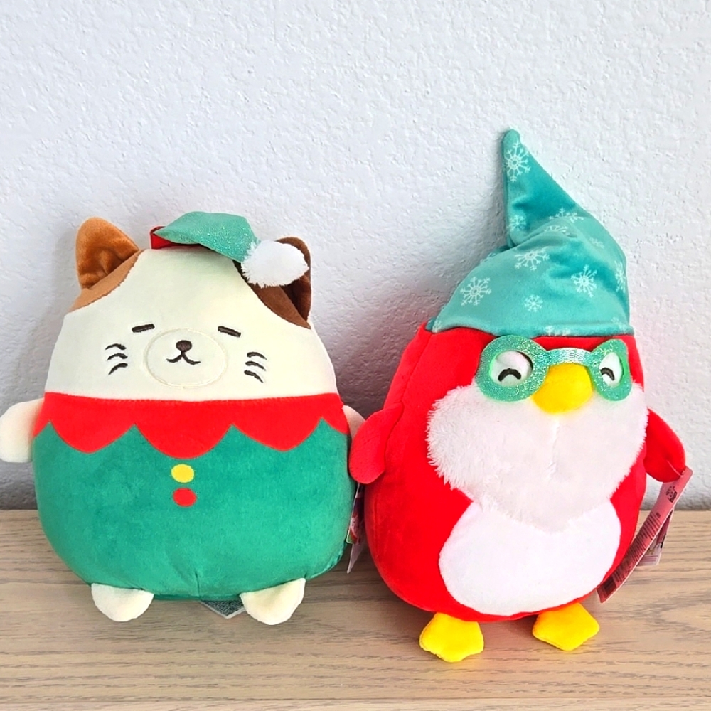 2 Penple Plush Miniso Christmas Cat And Penguin - 8 Inch - New